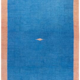 Indian Dhurrie Mid-Century Light Blue Flatweave Cotton Carpet BB9160