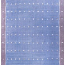 Mid-Century Indian Dhurrie Floral Lavender Flatweave Cotton Rug BB9139