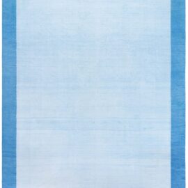 Vintage Indian Dhurrie Light Blue With Blue Flatweave Cotton Rug BB9154