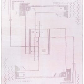 Vintage Indian Dhurrie Geometric Pink Flatweave Cotton Carpet BB9135