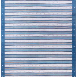 Vintage Indian Dhurrie Soft White Flatweave Cotton Rug BB9132