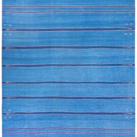Mid-Century Indian Dhurrie Light Blue Flatweave Cotton Carpet BB9128