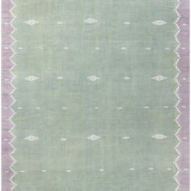Mid-Century Indian Dhurrie Sage Flatweave Cotton Rug BB9142