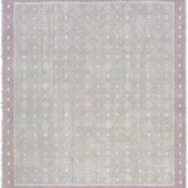 Indian Dhurrie Mid-Century Light Gray Flatweave Cotton Rug BB9149