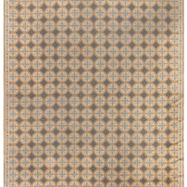 Antique Allover Floral Soft Beige Needlework Rug – Circa 1940 Portuguese BB9174