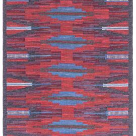 Mid-Century Swedish Geometric Red Flatweave Wool Rug By Sofia WidéN BB9181