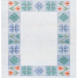 Mid-Century Swedish Geometric Light Gray Flatweave Wool Rug BB9182