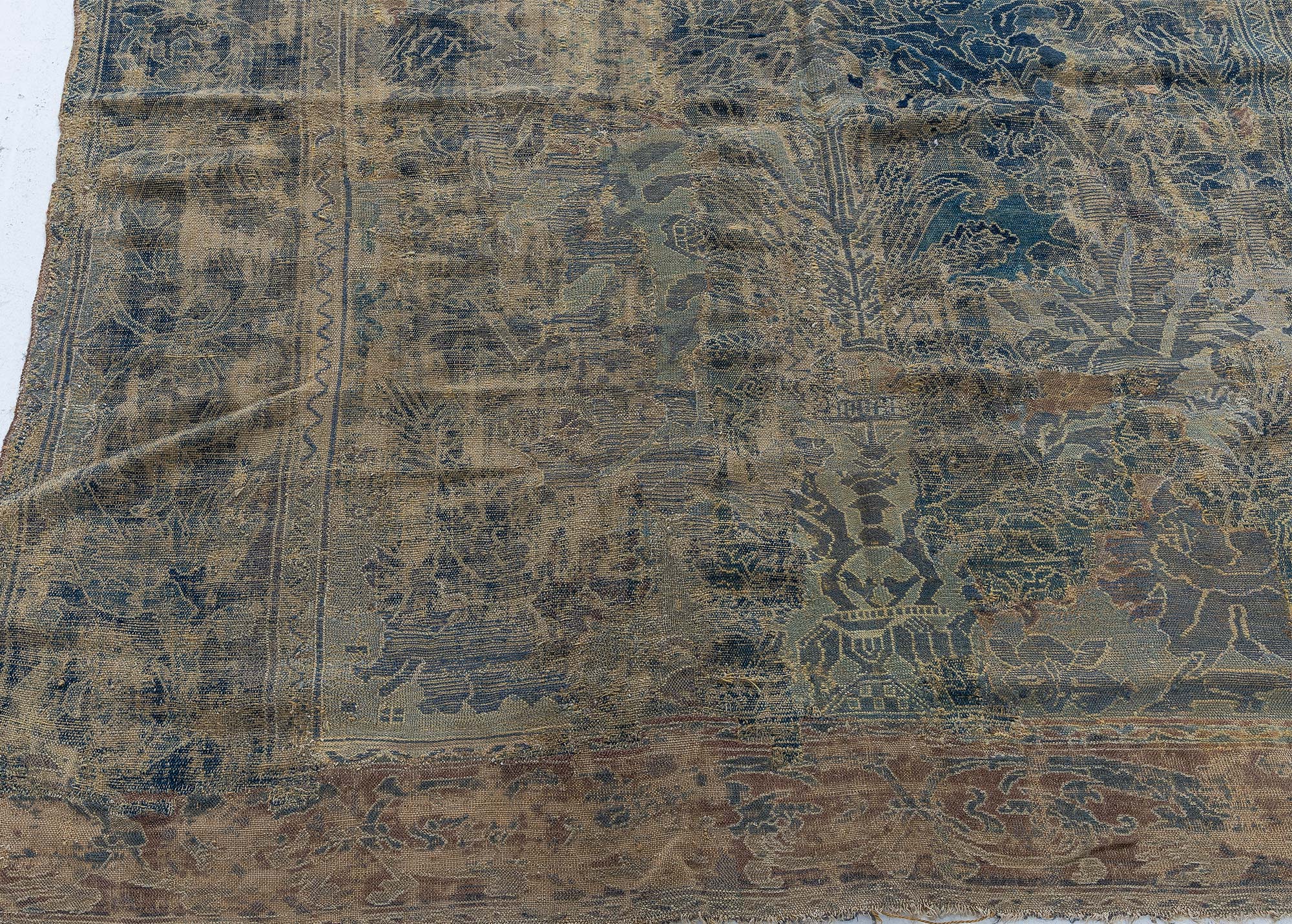 Antique Allover Warm Tan Hand-Knotted Wool Carpet – Circa 1600 Spanish Alcaraz BB9190 Antique Allover Warm Tan Hand-Knotted Wool Carpet – Circa 1600 Spanish Alcaraz BB9190