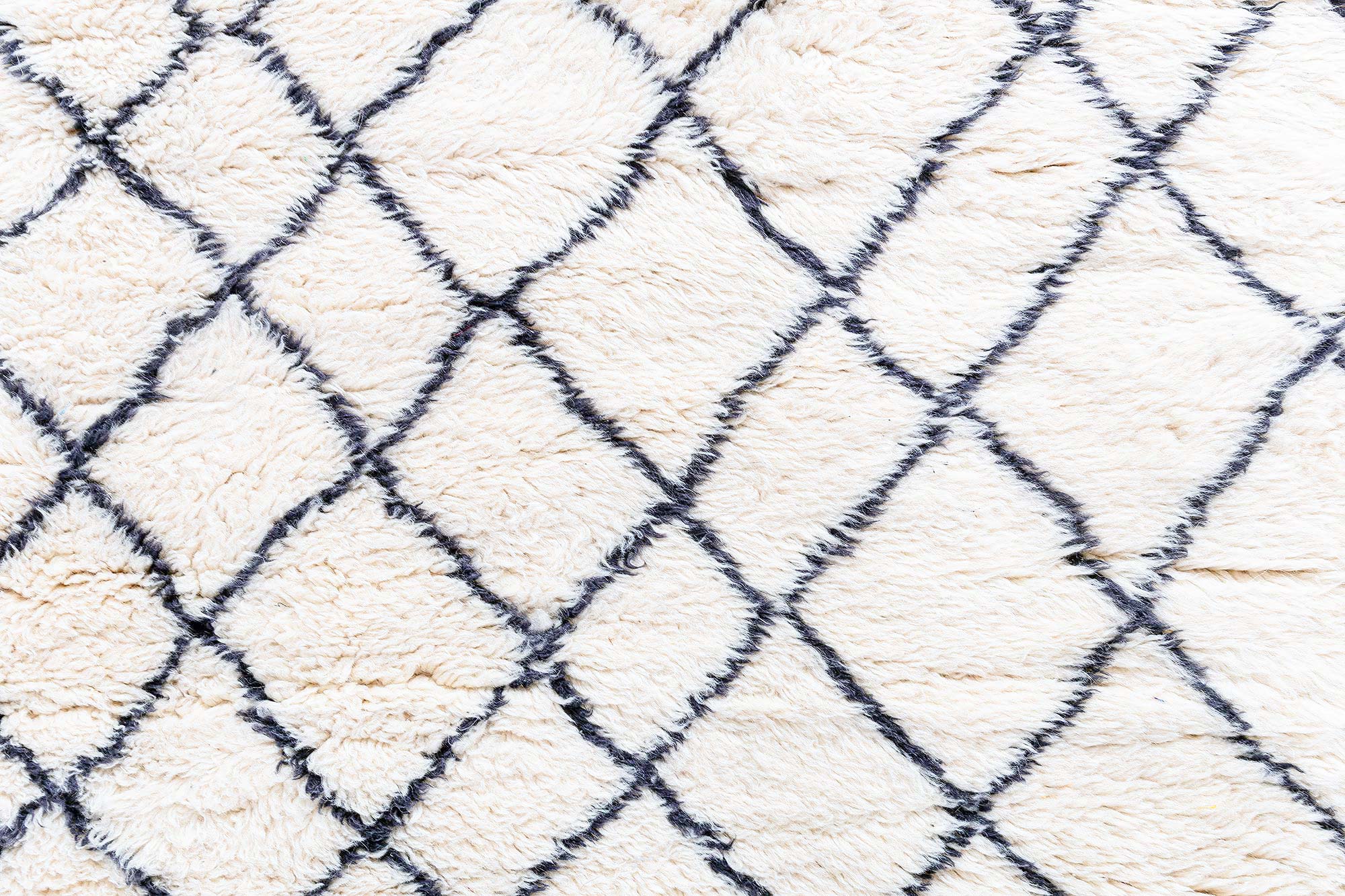 Geometric Cream Lattice Pattern Hand-Knotted Rug “Reticulum” N13057 Geometric Cream Lattice Pattern Hand-Knotted Rug “Reticulum” N13057
