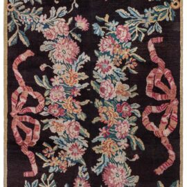 Savonnerie Antique Floral Brown Hand-Knotted Wool Runner – Circa 1800 BB9188