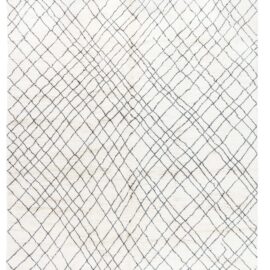 Geometric Cream Lattice Pattern Hand-Knotted Rug “Reticulum” N13057