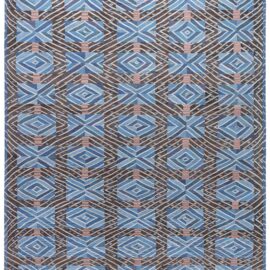 Contemporary Flatweave Slate Gray Hand-Knotted Wool Carpet “Crosscurrent” N13055
