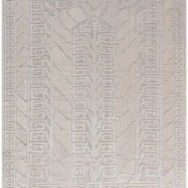 Contemporary Scandinavian Geometric Pale Sand With Light Taupe Hand-Knotted Wool Rug “Keyway” N13054