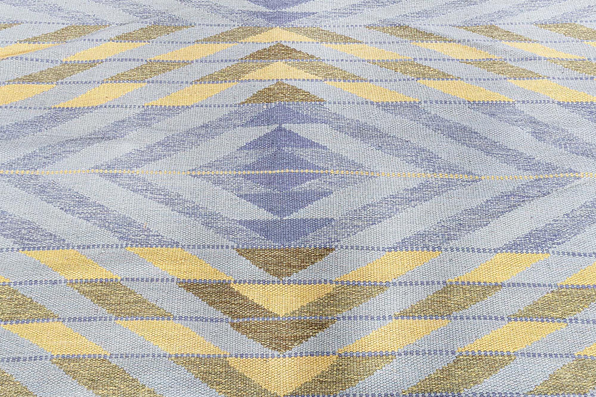 Scandinavian Flatweave Chevron Wool Rug In Light Blue “Sagitta” N13060 Scandinavian Flatweave Chevron Wool Rug In Light Blue “Sagitta” N13060