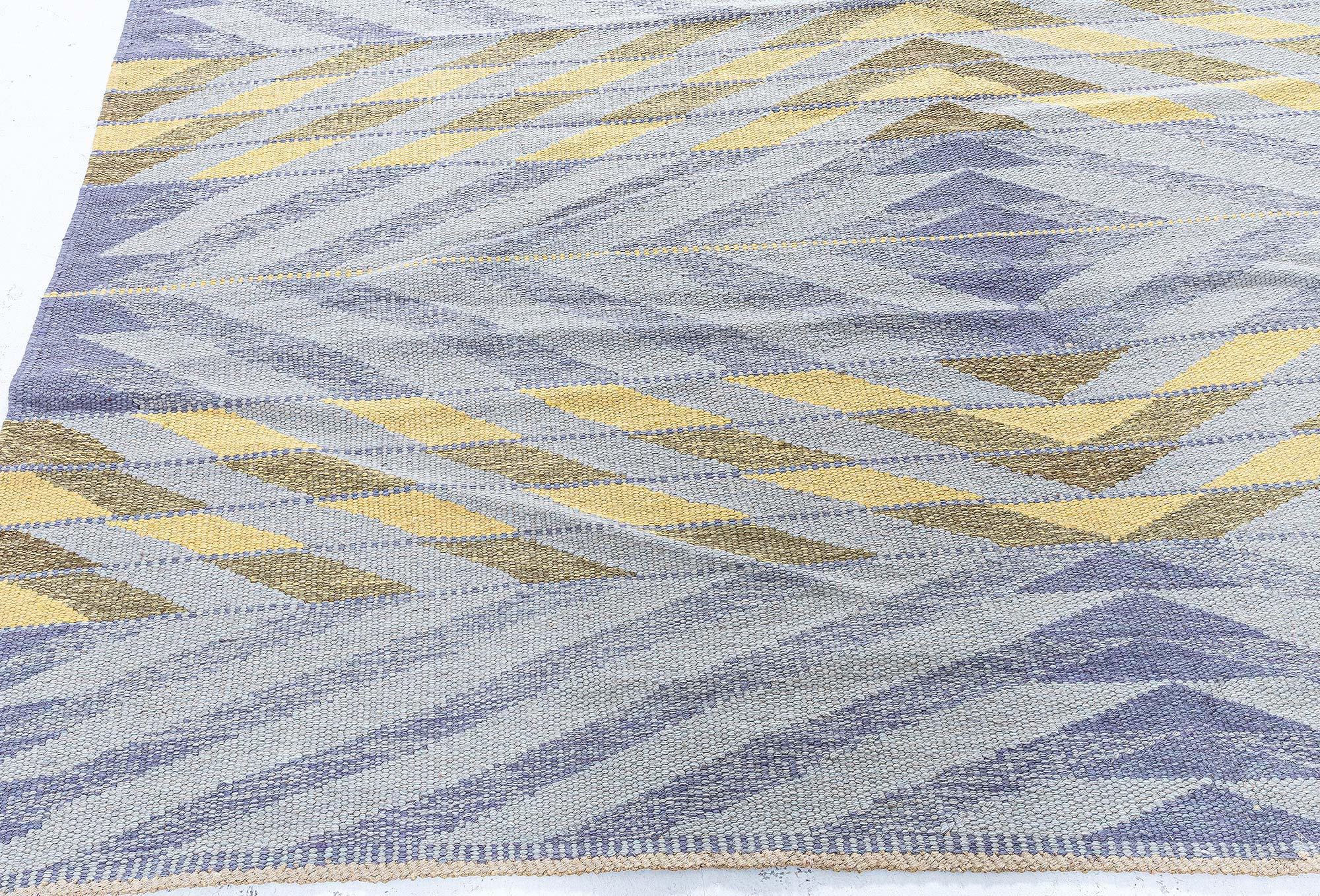 Scandinavian Flatweave Chevron Wool Rug In Light Blue “Sagitta” N13060 Scandinavian Flatweave Chevron Wool Rug In Light Blue “Sagitta” N13060
