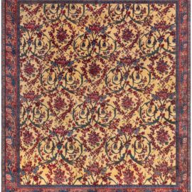 Antique Bidjar Floral Allover Warm Tan Hand-Knotted Wool Rug – Circa 1900 BB9206
