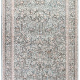 Antique Kirman Allover Light Teal Hand-Knotted Wool Rug – Circa 1920 BB9203