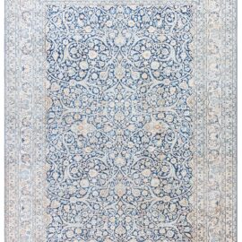 Meshad Antique Floral Allover Navy Blue Hand-Knotted Wool Carpet – Circa 1930 BB9208