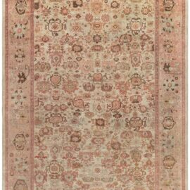 Antique Sultanabad Allover Floral Light Beige Hand-Knotted Wool Carpet – Circa 1880 BB9196