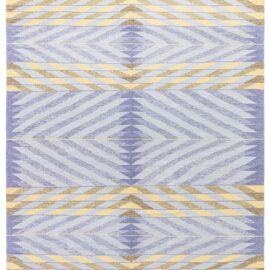 Scandinavian Flatweave Chevron Wool Rug In Light Blue “Sagitta” N13060