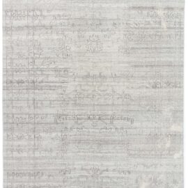 Traditional Contemporary Medallion Light Gray Hand-Knotted Wool Carpet “Pallidion” N13059