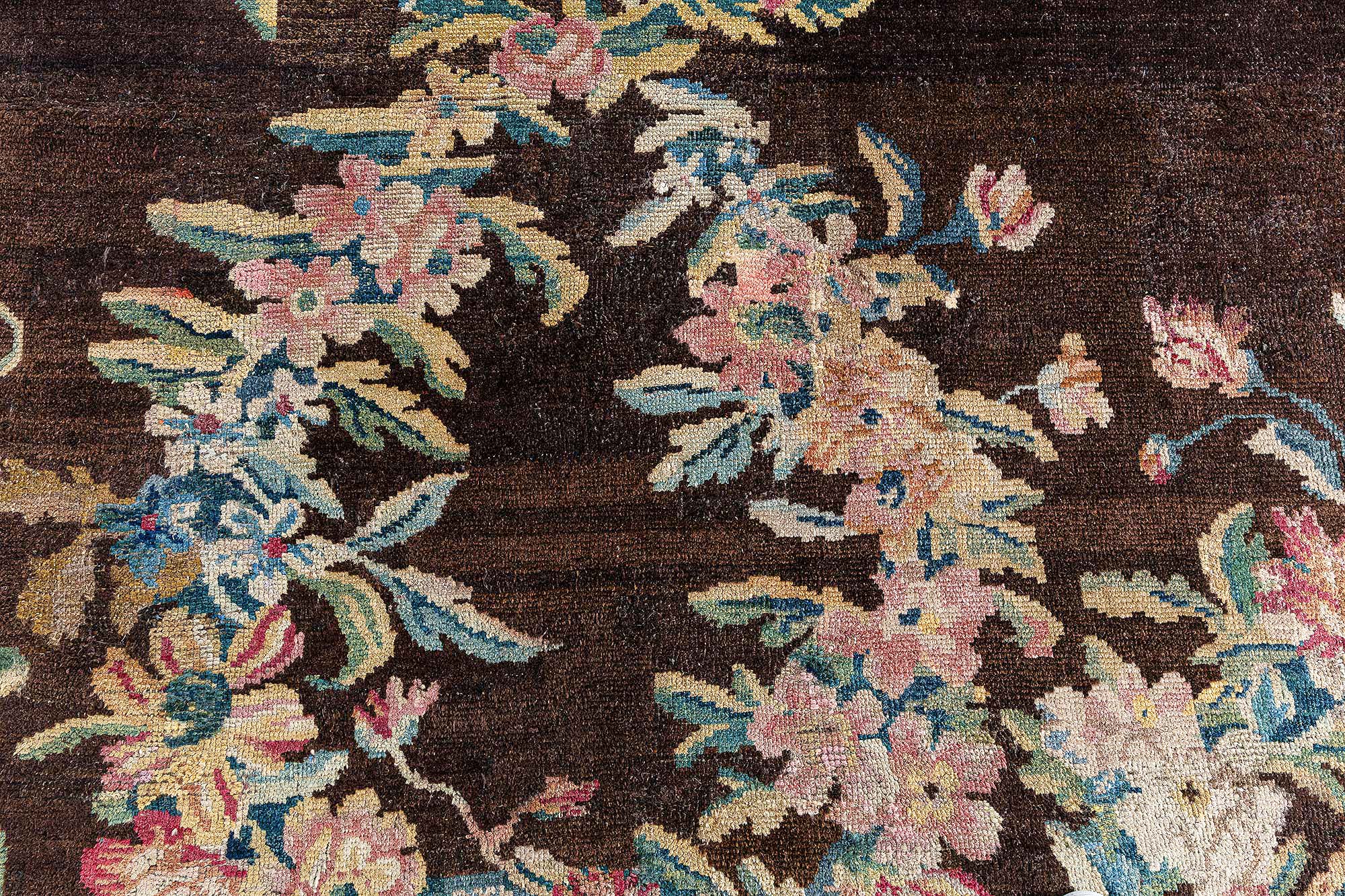 Savonnerie Antique Allover Floral Dark Brown Hand-Knotted Wool Carpet – Circa 1800 (Size Adjusted) BB9202 Savonnerie Antique Allover Floral Dark Brown Hand-Knotted Wool Carpet – Circa 1800 (Size Adjusted) BB9202