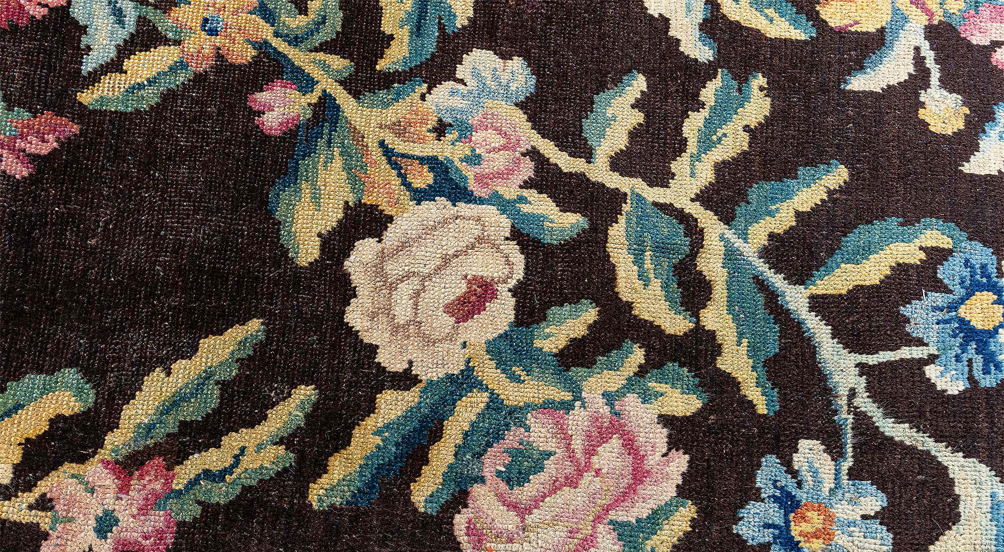 Savonnerie Antique Allover Floral Dark Brown Hand-Knotted Wool Carpet – Circa 1800 (Size Adjusted) BB9202 Savonnerie Antique Allover Floral Dark Brown Hand-Knotted Wool Carpet – Circa 1800 (Size Adjusted) BB9202