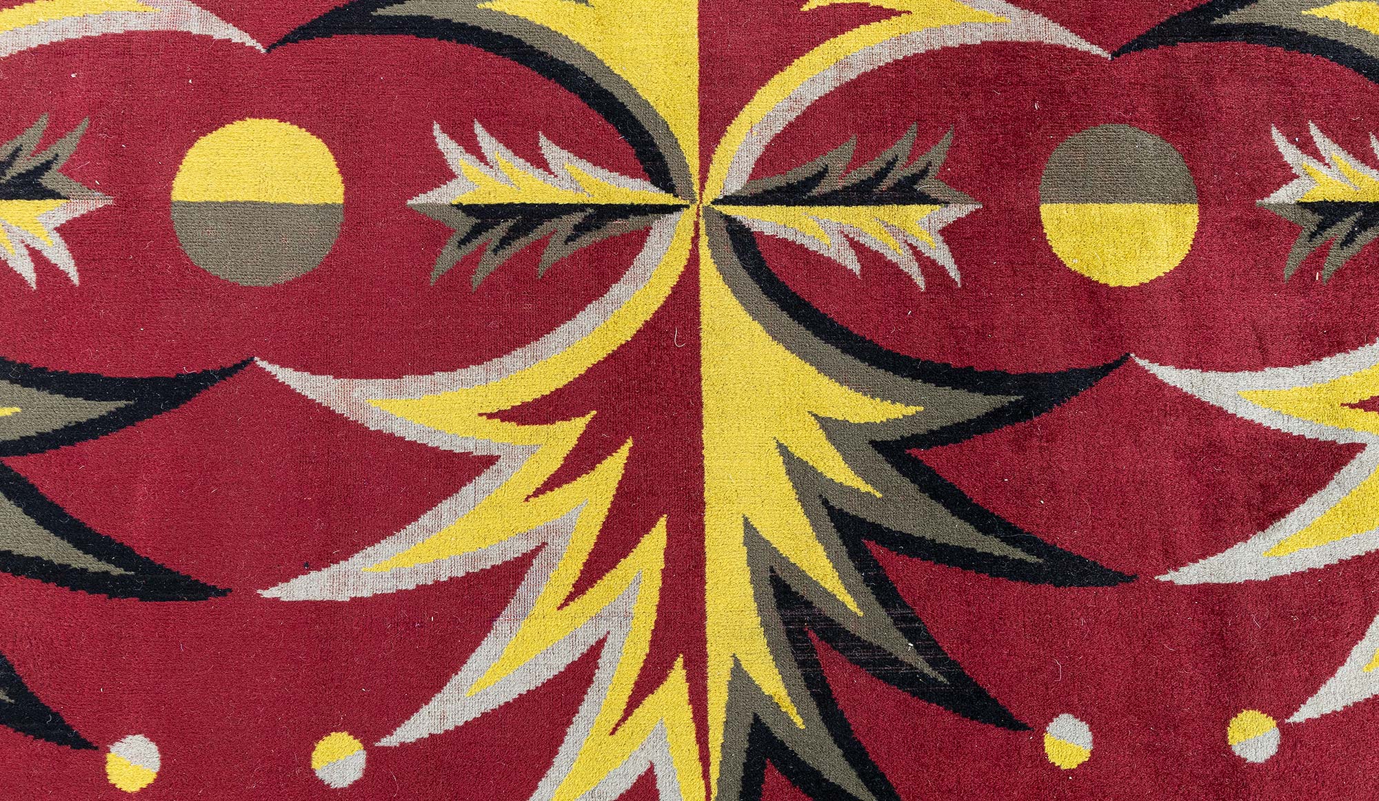Luxurious Vintage French Floral Burgundy Hand-Knotted Wool Carpet by Jean PICART LE DOUX BB9215 Luxurious Vintage French Floral Burgundy Hand-Knotted Wool Carpet by Jean PICART LE DOUX BB9215