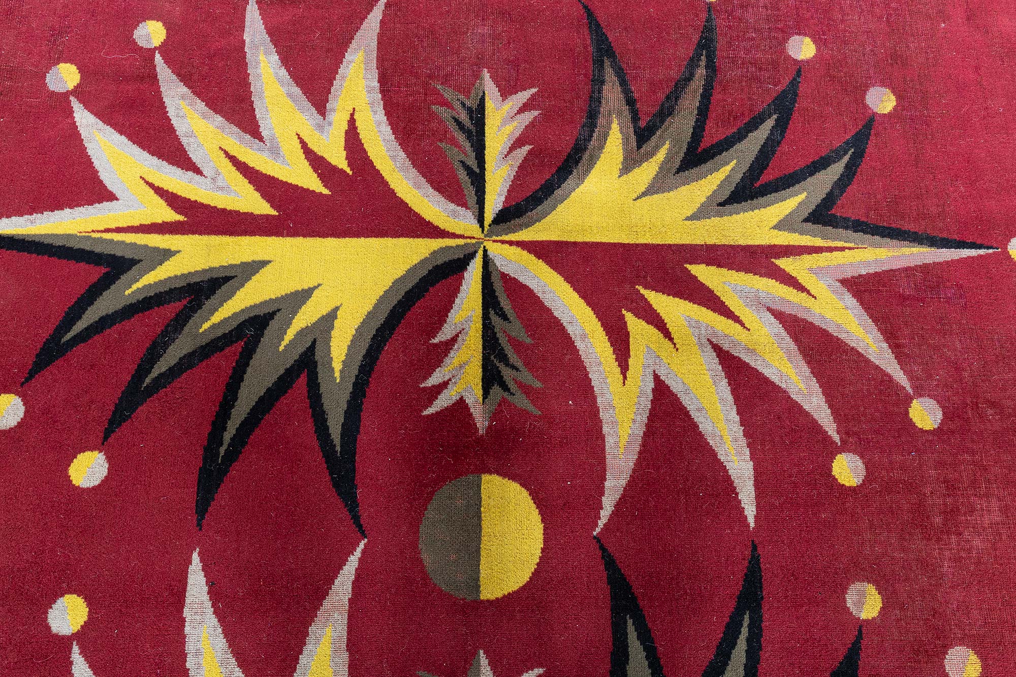 Luxurious Vintage French Floral Burgundy Hand-Knotted Wool Carpet by Jean PICART LE DOUX BB9215 Luxurious Vintage French Floral Burgundy Hand-Knotted Wool Carpet by Jean PICART LE DOUX BB9215