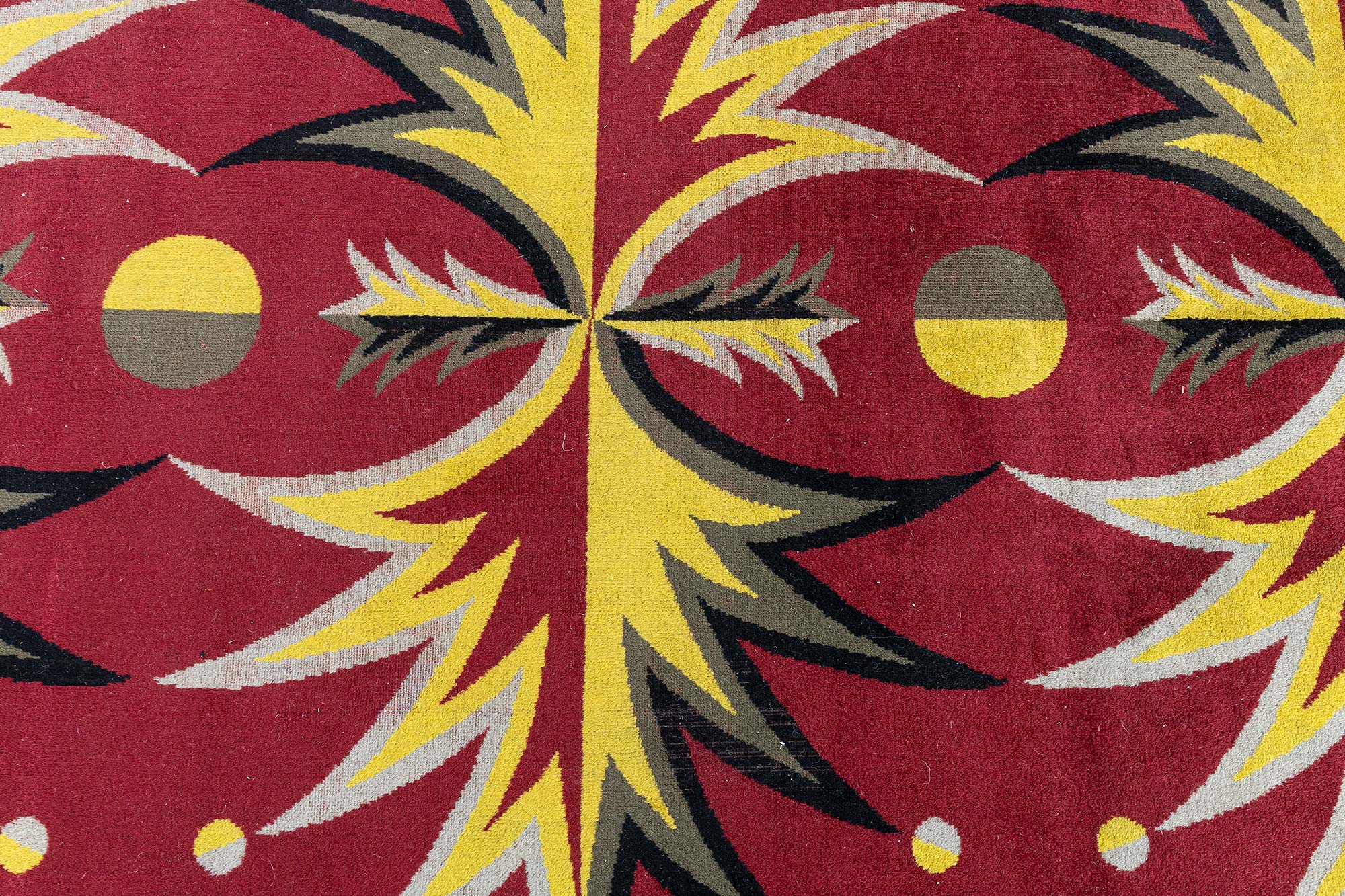 Luxurious Vintage French Floral Burgundy Hand-Knotted Wool Carpet by Jean PICART LE DOUX BB9215 Luxurious Vintage French Floral Burgundy Hand-Knotted Wool Carpet by Jean PICART LE DOUX BB9215