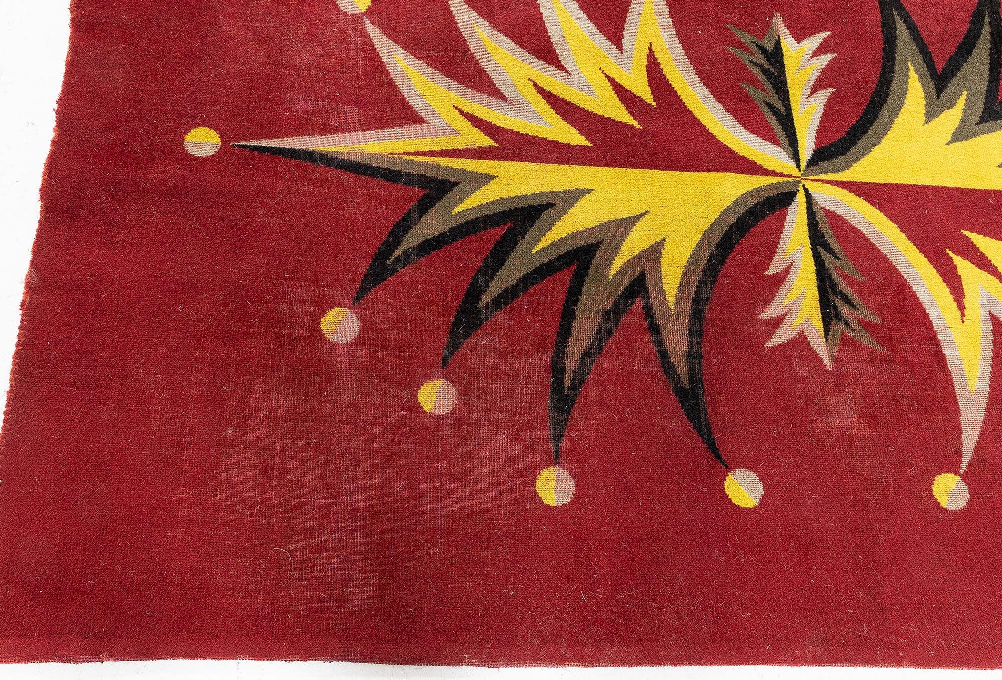Luxurious Vintage French Floral Burgundy Hand-Knotted Wool Carpet by Jean PICART LE DOUX BB9215 Luxurious Vintage French Floral Burgundy Hand-Knotted Wool Carpet by Jean PICART LE DOUX BB9215