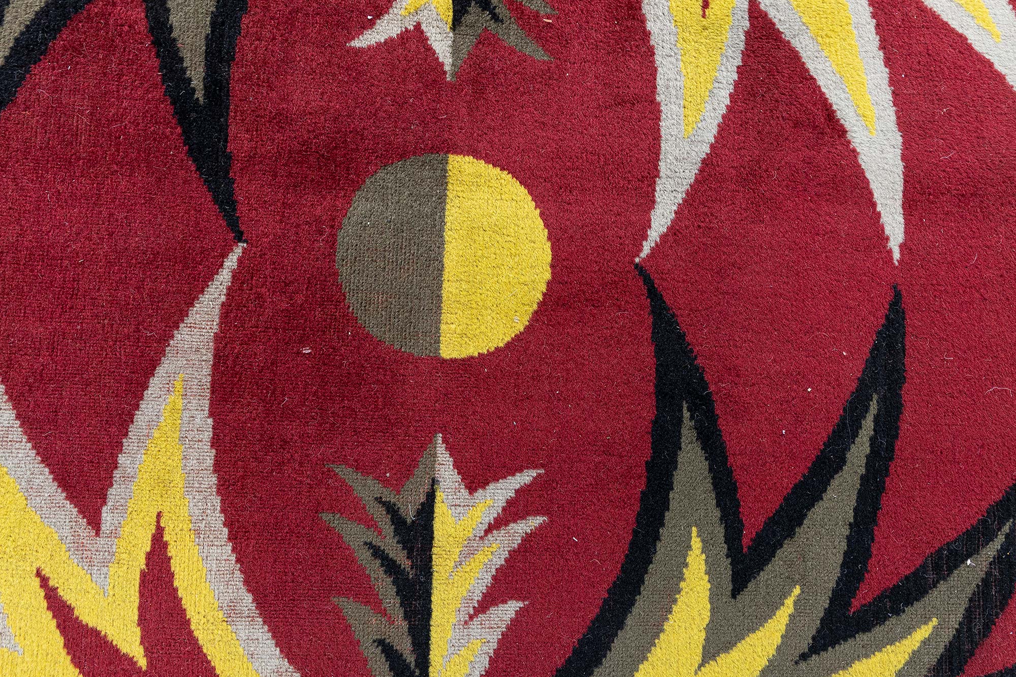 Luxurious Vintage French Floral Burgundy Hand-Knotted Wool Carpet by Jean PICART LE DOUX BB9215 Luxurious Vintage French Floral Burgundy Hand-Knotted Wool Carpet by Jean PICART LE DOUX BB9215