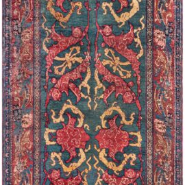 Antique Bidjar Floral Allover Teal Blue Hand-Knotted Wool Runner – Circa 1890 (Size Adjusted) BB9210