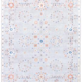 Scandinavian Contemporary Starburst Light Gray Hand-Knotted Rug “Stellina” N13061