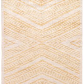 Scandinavian Hand-Knotted Chevron Light Beige Handmade Wool Rug “Sunburst” N13063