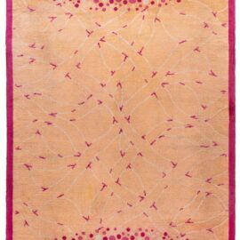 French Art Deco Vintage Geometric Tan Hand-Knotted Wool Rug by Jean-Marie Rossi, D’un monde l’autre BB9214