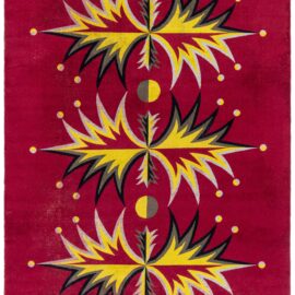 Luxurious Vintage French Art Deco Floral Burgundy Hand-Knotted Wool Carpet by Jean PICART LE DOUX BB9215