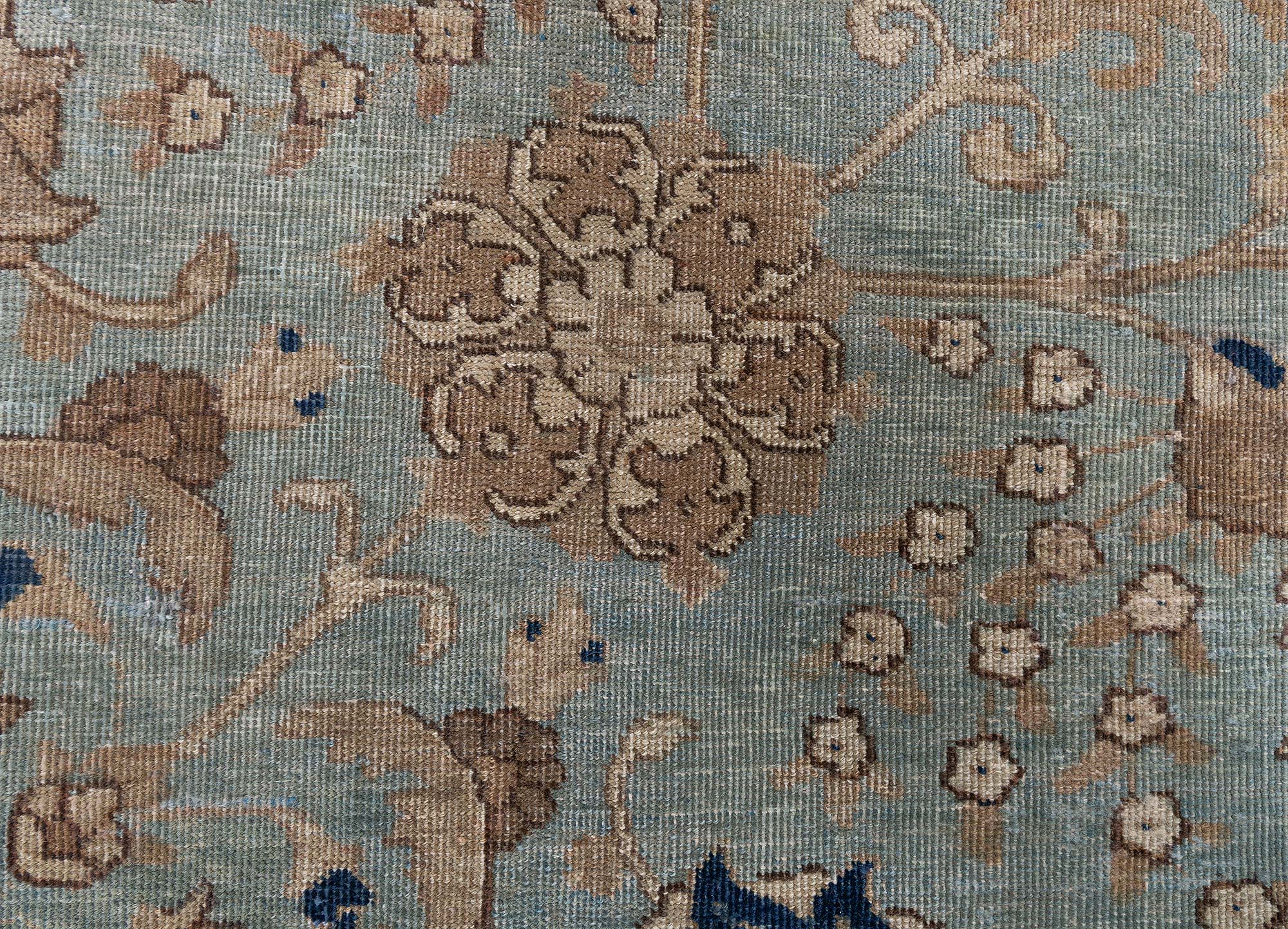Antique Tabriz Floral Allover Light Blue Hand-Knotted Rug BB9225 Antique Tabriz Floral Allover Light Blue Hand-Knotted Rug BB9225