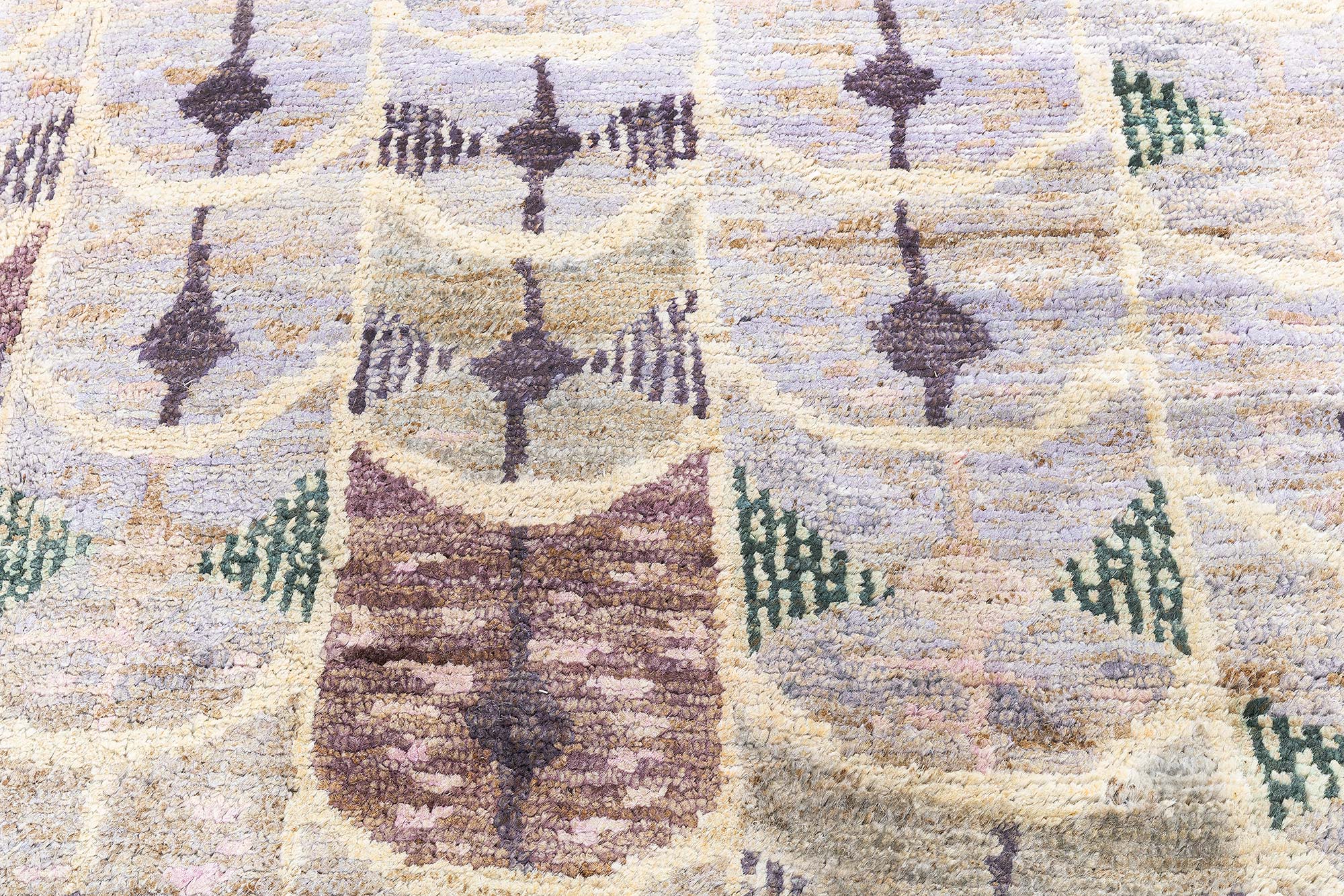 Scandinavian Lavender Hand-Knotted Hemp Oversized Rug N13068 Scandinavian Lavender Hand-Knotted Hemp Oversized Rug N13068