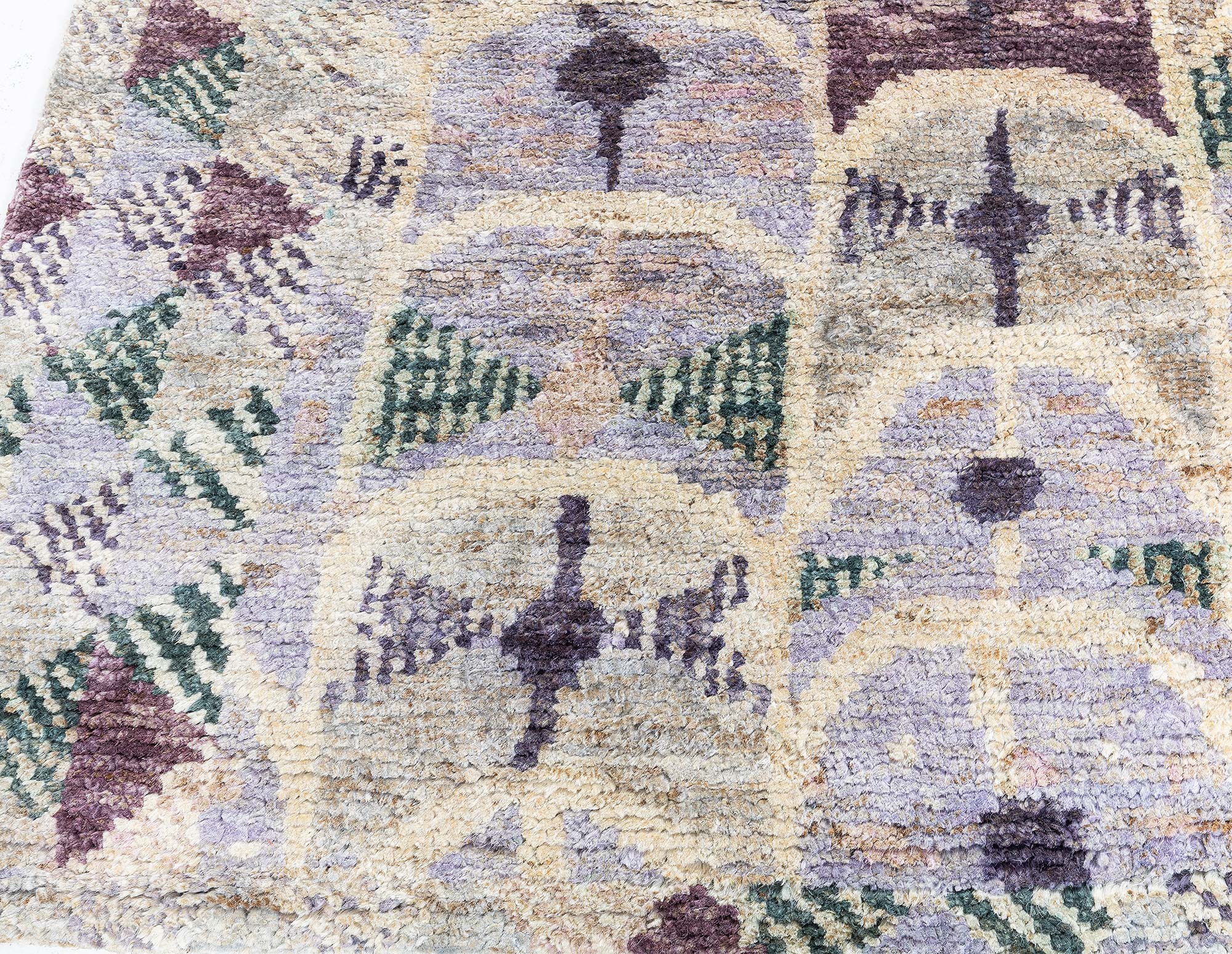 Scandinavian Lavender Hand-Knotted Hemp Oversized Rug N13068 Scandinavian Lavender Hand-Knotted Hemp Oversized Rug N13068