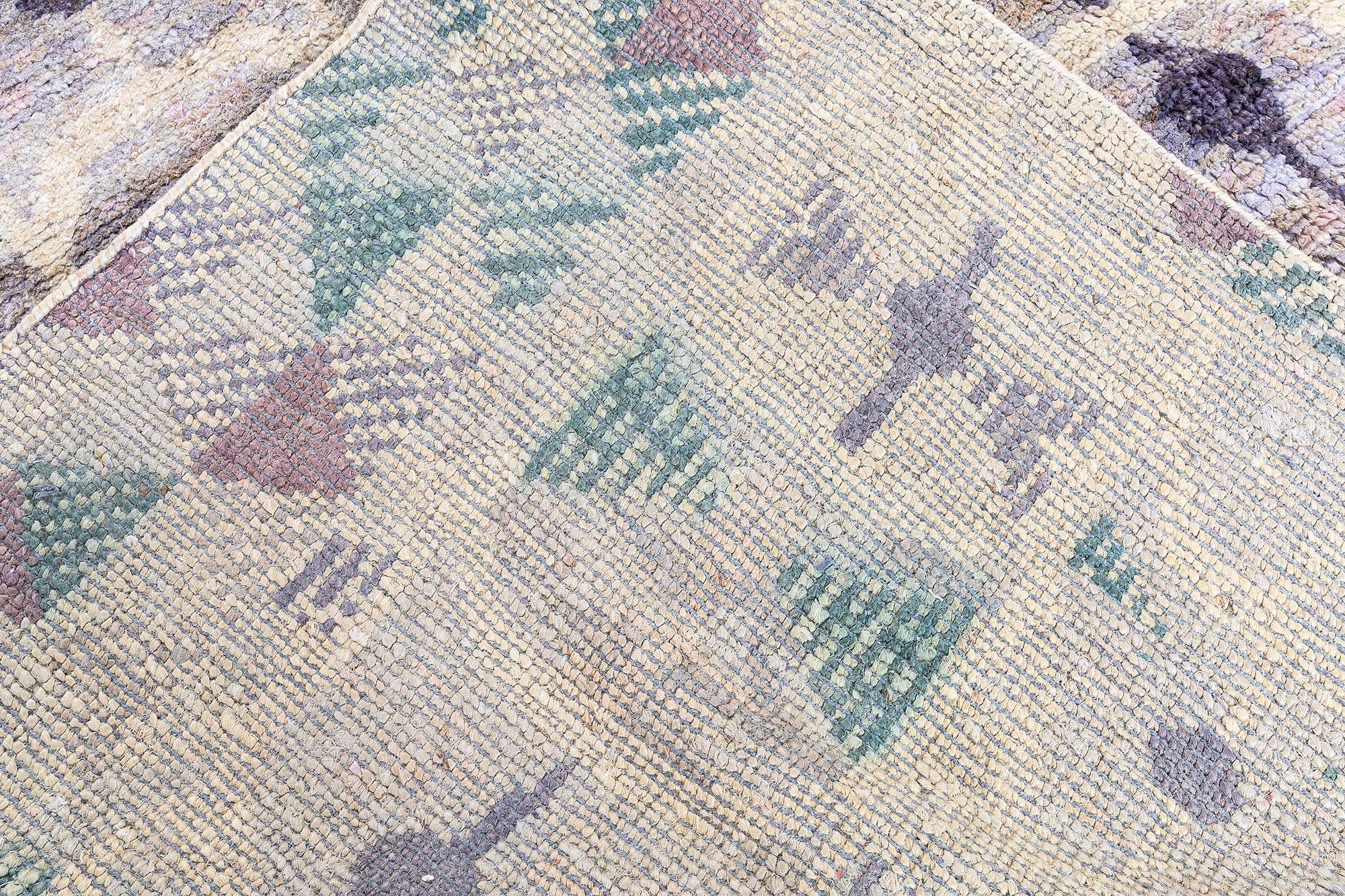 Scandinavian Lavender Hand-Knotted Hemp Oversized Rug N13068 Scandinavian Lavender Hand-Knotted Hemp Oversized Rug N13068