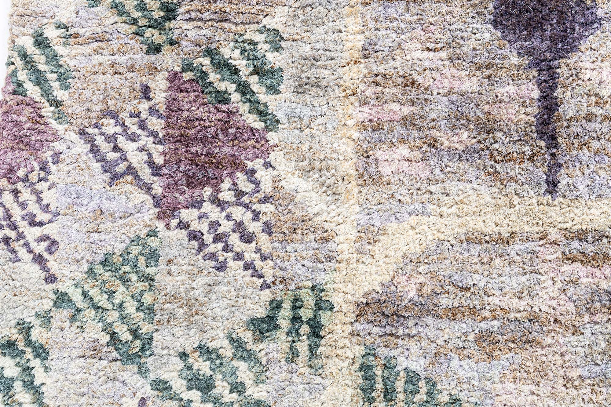 Scandinavian Lavender Hand-Knotted Hemp Oversized Rug N13068 Scandinavian Lavender Hand-Knotted Hemp Oversized Rug N13068
