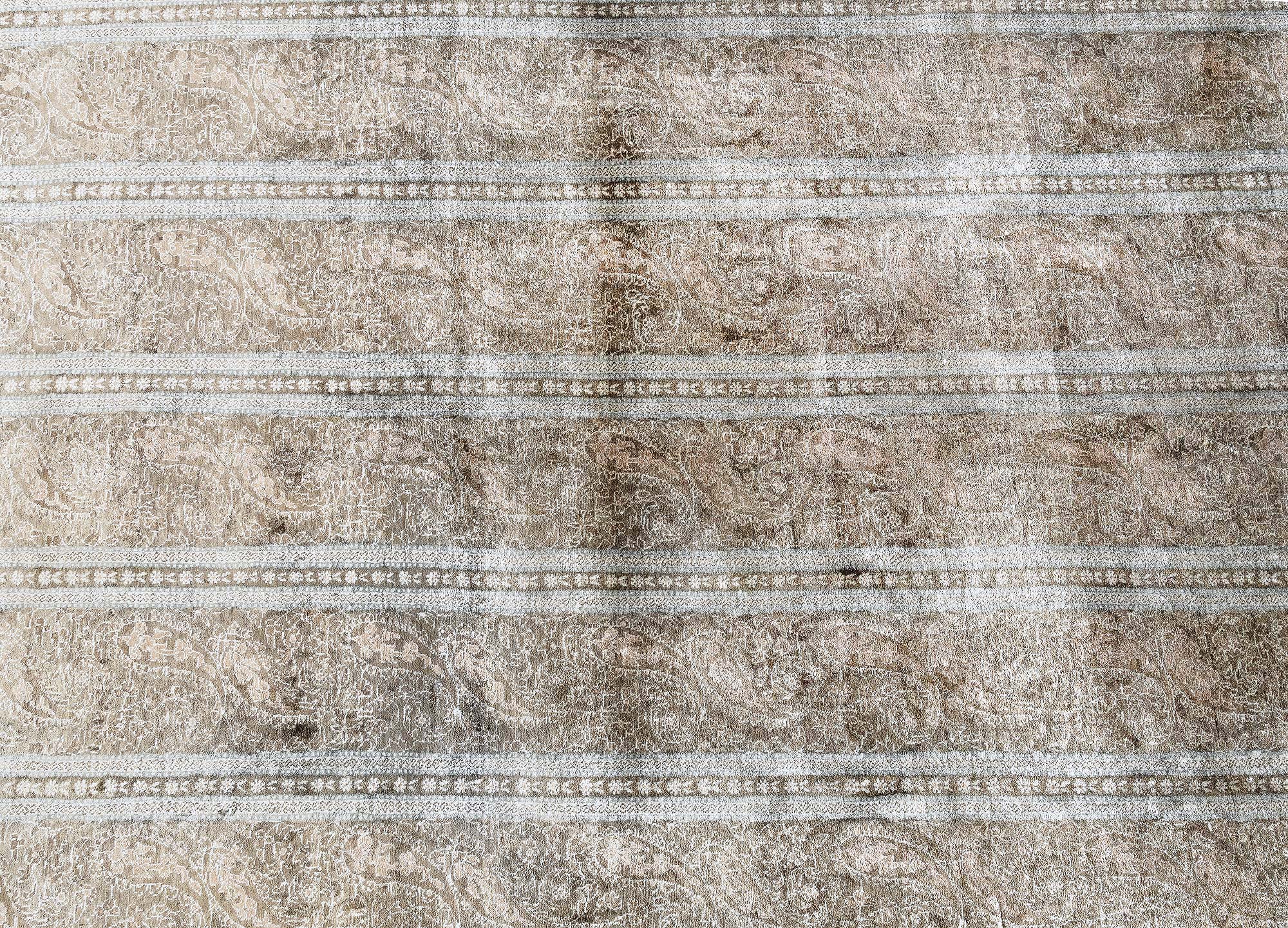 Vintage Tabriz Allover Light Beige Hand-Knotted Silk Rug BB9220 Vintage Tabriz Allover Light Beige Hand-Knotted Silk Rug BB9220
