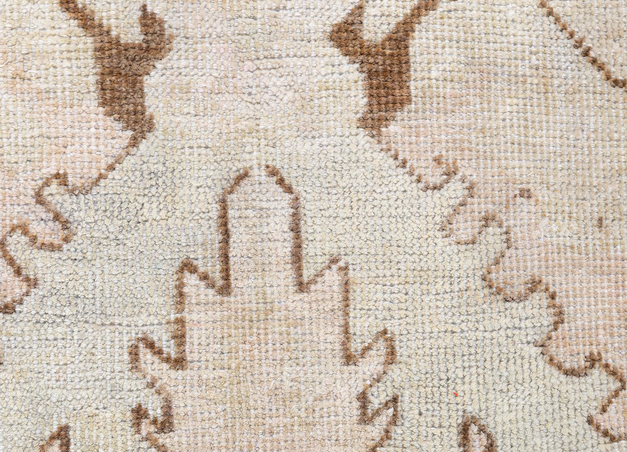 Khotan Vintage Light Beige Hand-Knotted Wool Rug BB9227 Khotan Vintage Light Beige Hand-Knotted Wool Rug BB9227