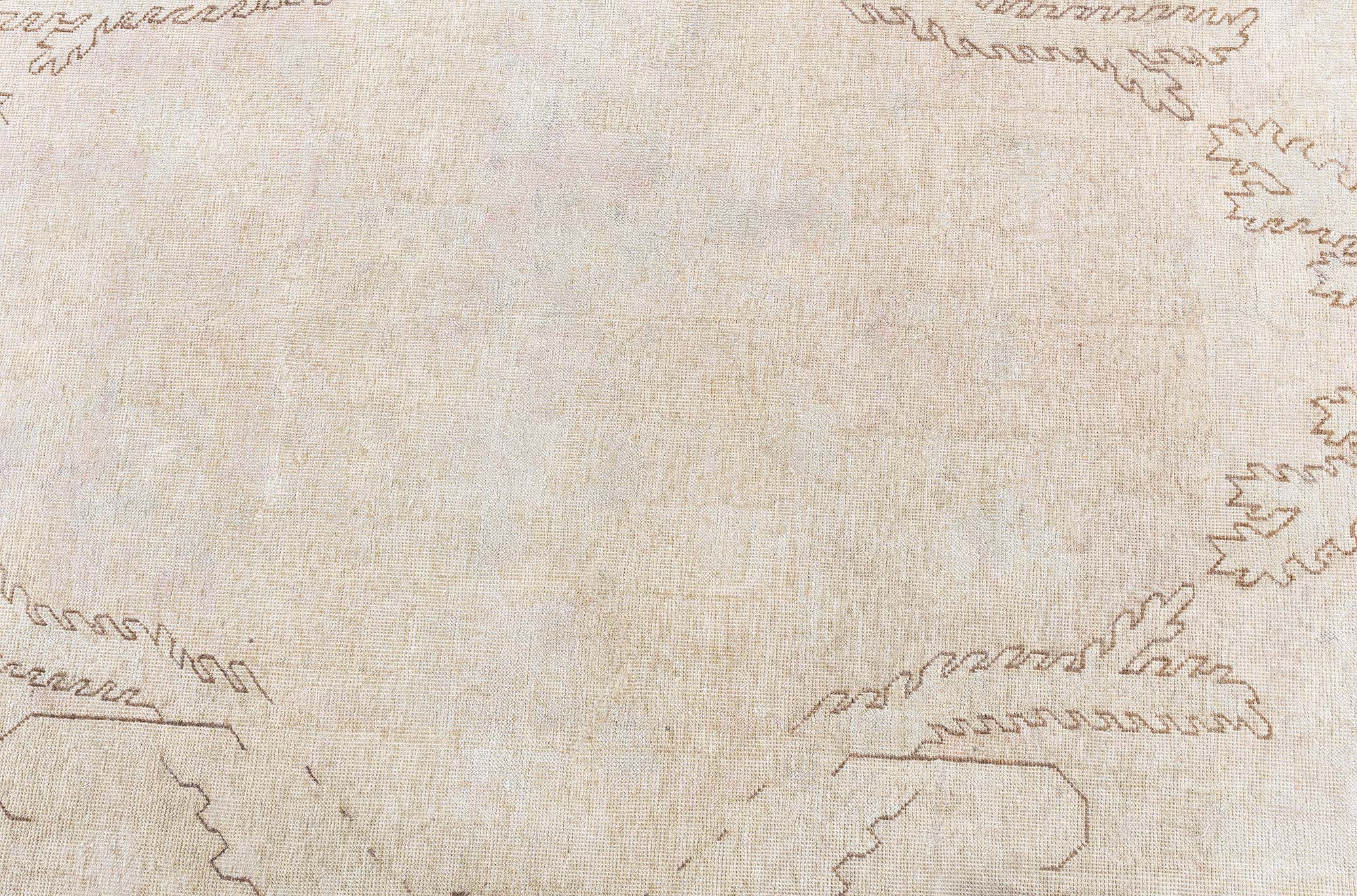 Khotan Vintage Light Beige Hand-Knotted Wool Rug BB9227 Khotan Vintage Light Beige Hand-Knotted Wool Rug BB9227