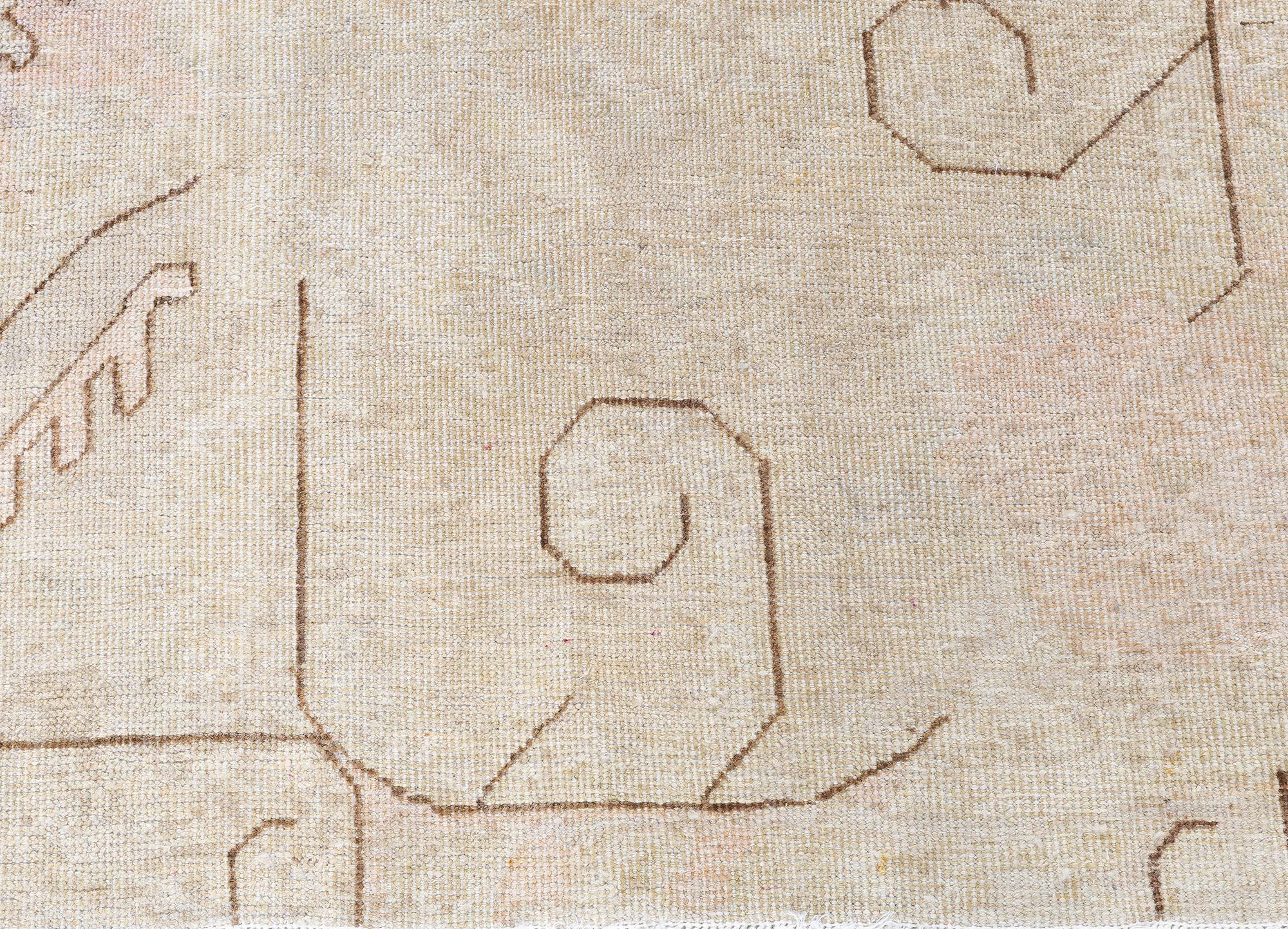 Khotan Vintage Light Beige Hand-Knotted Wool Rug BB9227 Khotan Vintage Light Beige Hand-Knotted Wool Rug BB9227