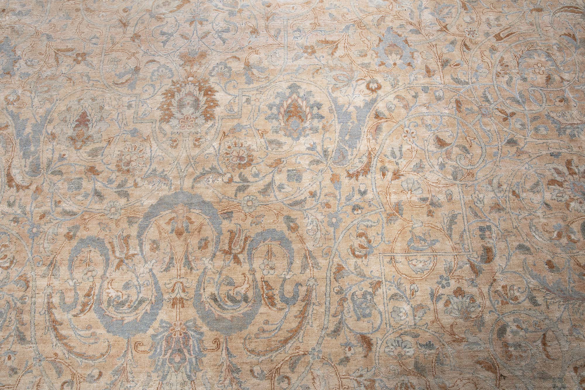 Antique Kirman Allover Oversized Light Beige Hand-Knotted Wool Rug BB9230 Antique Kirman Allover Oversized Light Beige Hand-Knotted Wool Rug BB9230