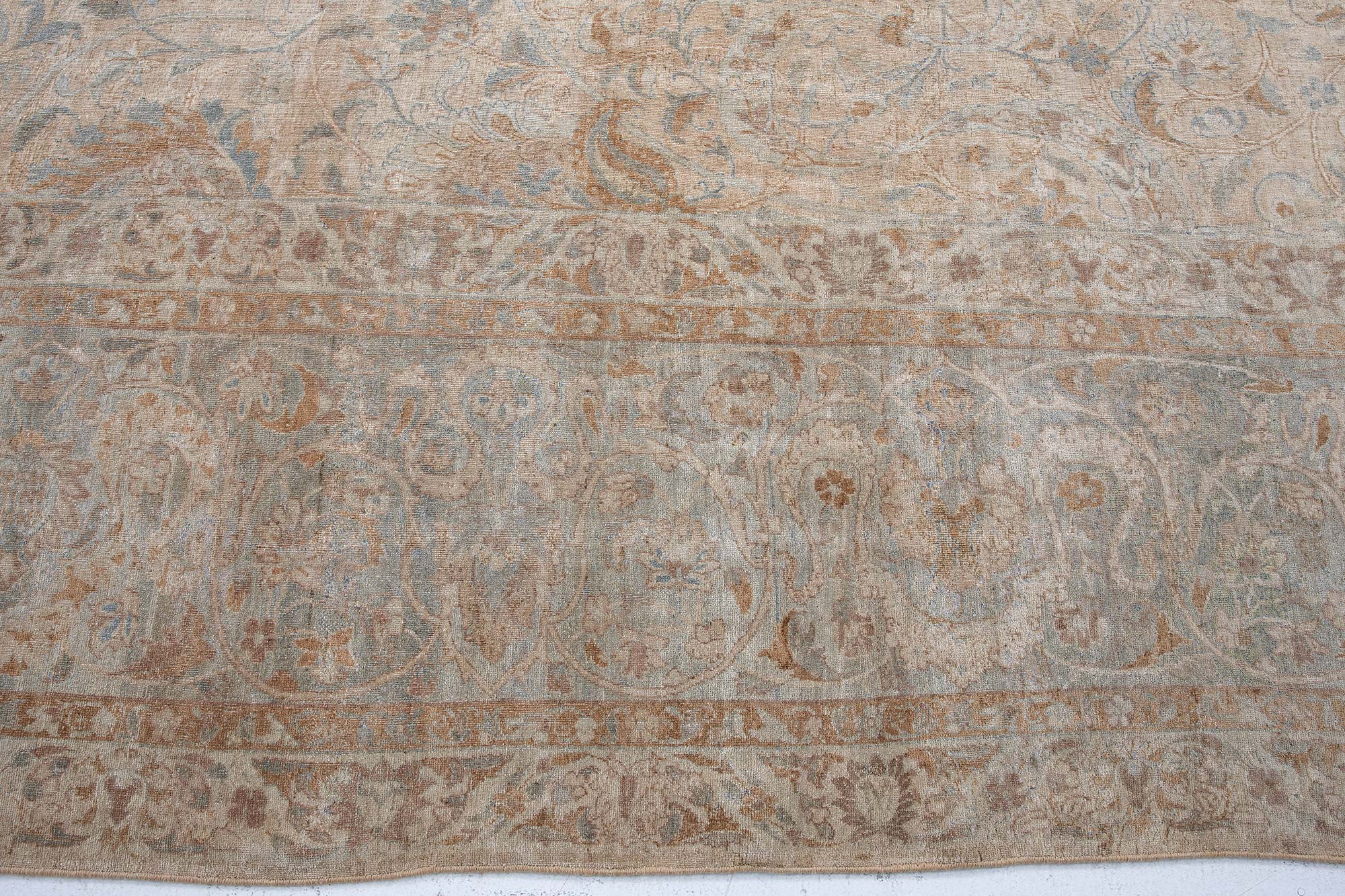 Antique Kirman Allover Oversized Light Beige Hand-Knotted Wool Rug BB9230 Antique Kirman Allover Oversized Light Beige Hand-Knotted Wool Rug BB9230