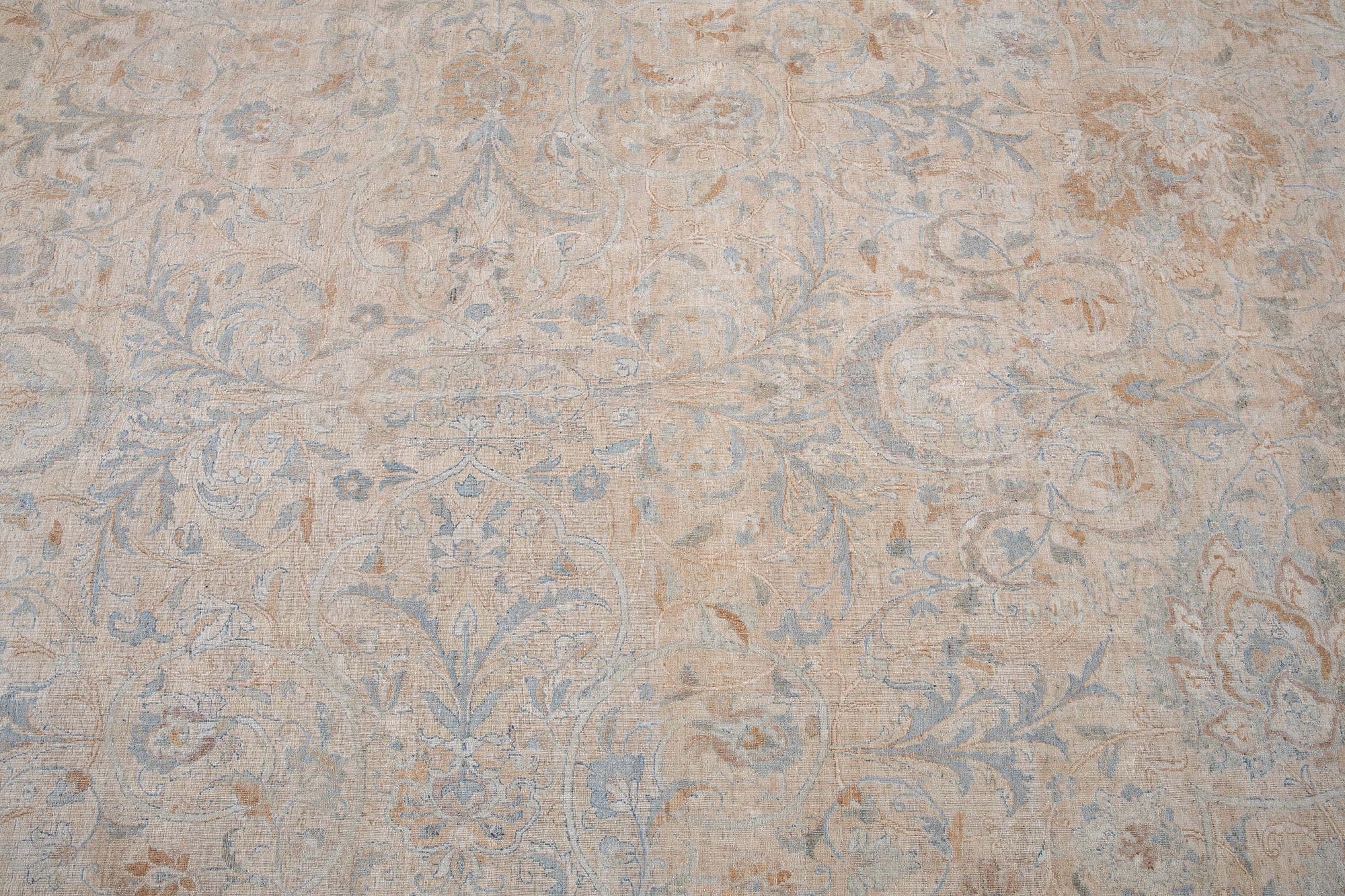 Antique Kirman Allover Oversized Light Beige Hand-Knotted Wool Rug BB9230 Antique Kirman Allover Oversized Light Beige Hand-Knotted Wool Rug BB9230