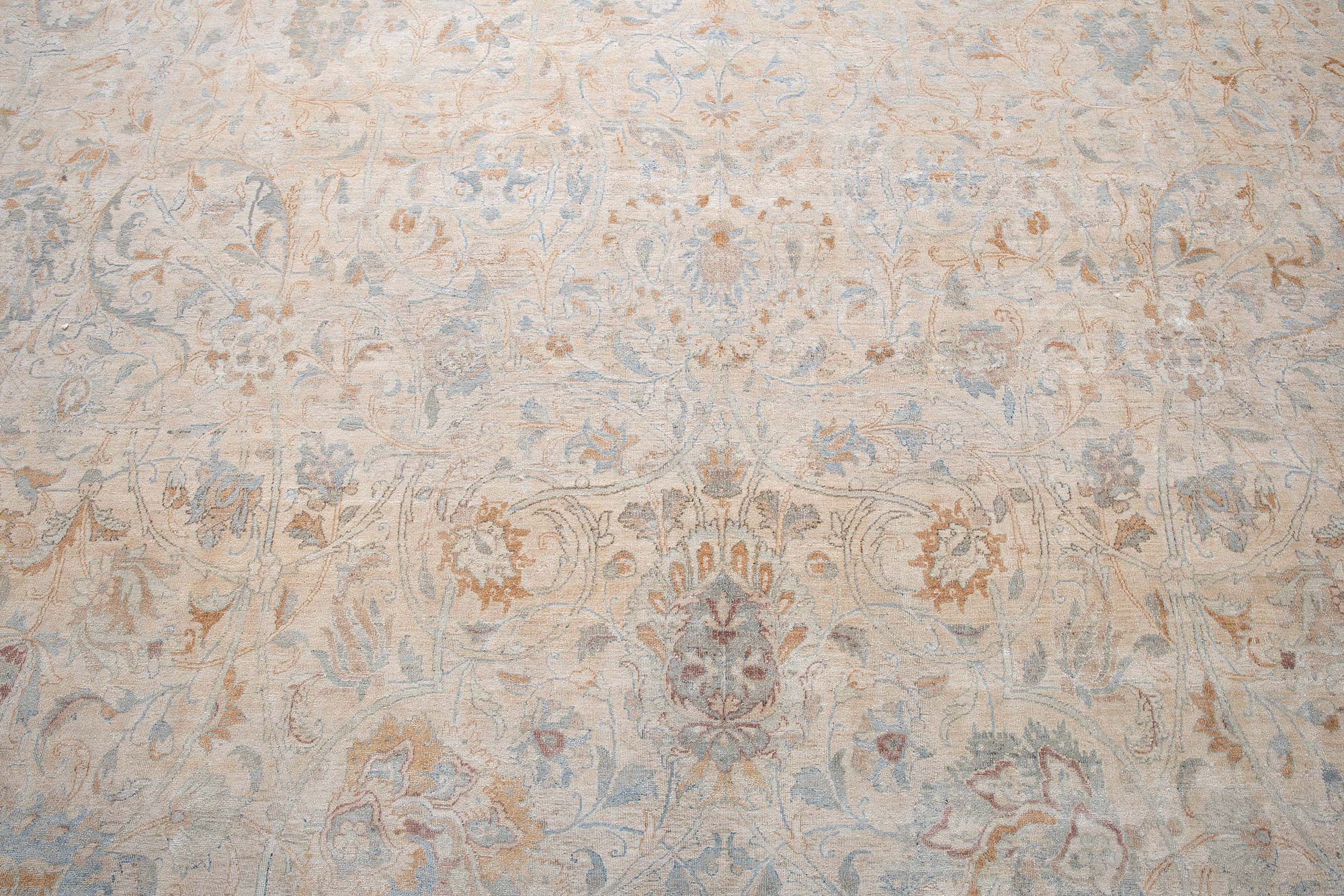 Antique Kirman Allover Oversized Light Beige Hand-Knotted Wool Rug BB9230 Antique Kirman Allover Oversized Light Beige Hand-Knotted Wool Rug BB9230